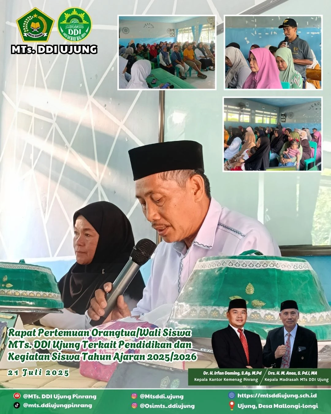Rapat Pertemuan Orangtua/Wali Siswa MTs. DDI Ujung Terkait Pendidikan dan Kegiatan Siswa Tahun Ajaran 2025/2026