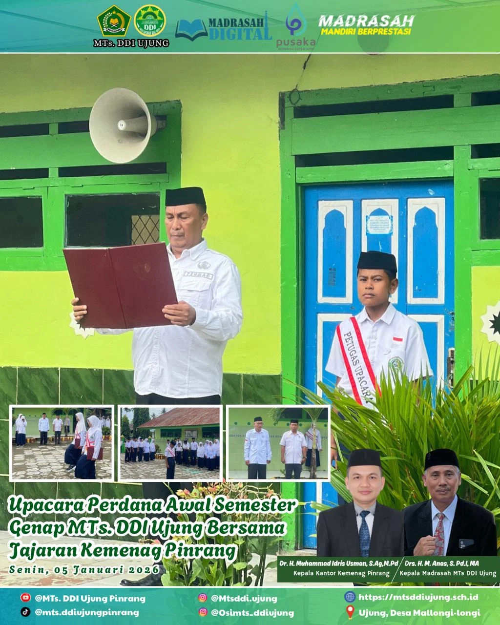 Upacara Perdana MTs. DDI Ujung Awal Semester 2026 Dihadiri Pejabat Kemenag Pinrang loading=