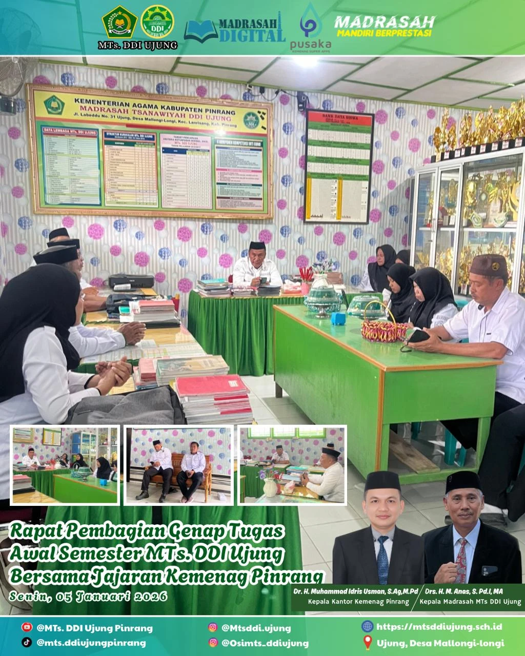 Awali Semester Genap, MTs. DDI Ujung Gelar Rapat Pembagian Tugas Bersama Kasi Penmad loading=