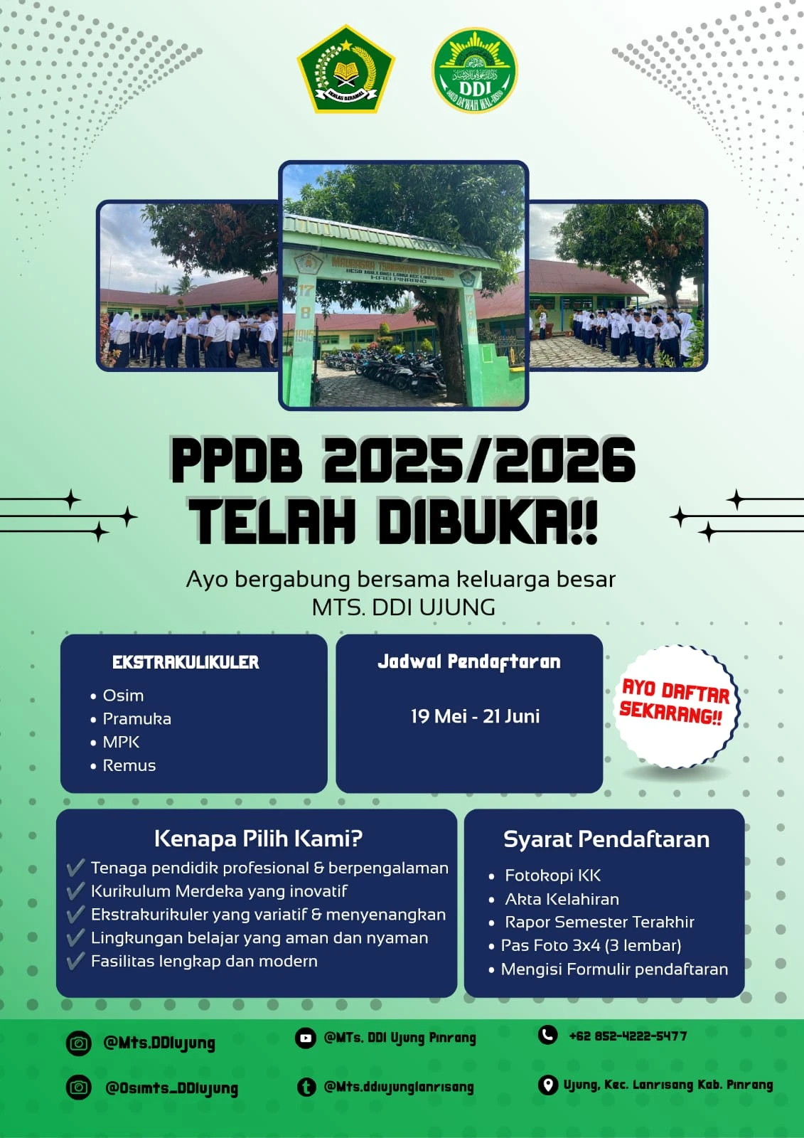 MTs DDI Ujung Membuka Penerimaan Peserta Didik Baru Tahun Ajaran 2025/2026